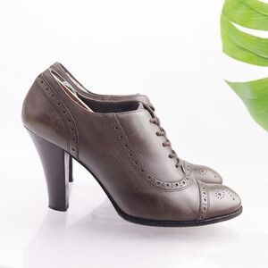 Ash Womens Oxford Pump Shoes Size 40 9.5 Brown Leather Lace Up Block Heel Brogue